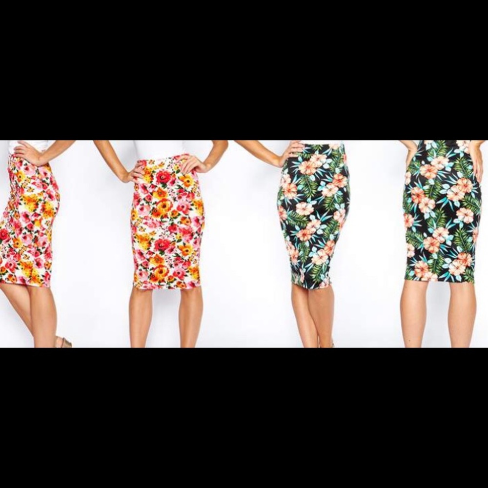 2 Floral Printed Pencil Skirts